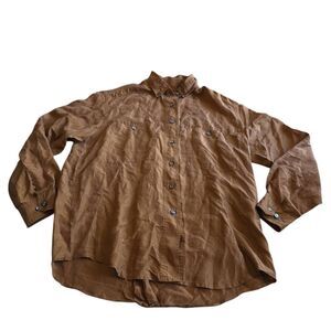 Vintage Rafferty womens Sz PS 100% silk light brown long sleeve top